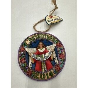 Jim Shore 2014 Heartwood Creek Round Christmas Ornament Peace on Earth Angel